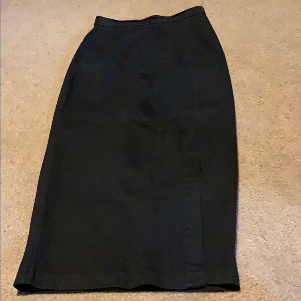 Black Jean midi skirt with front left slit
